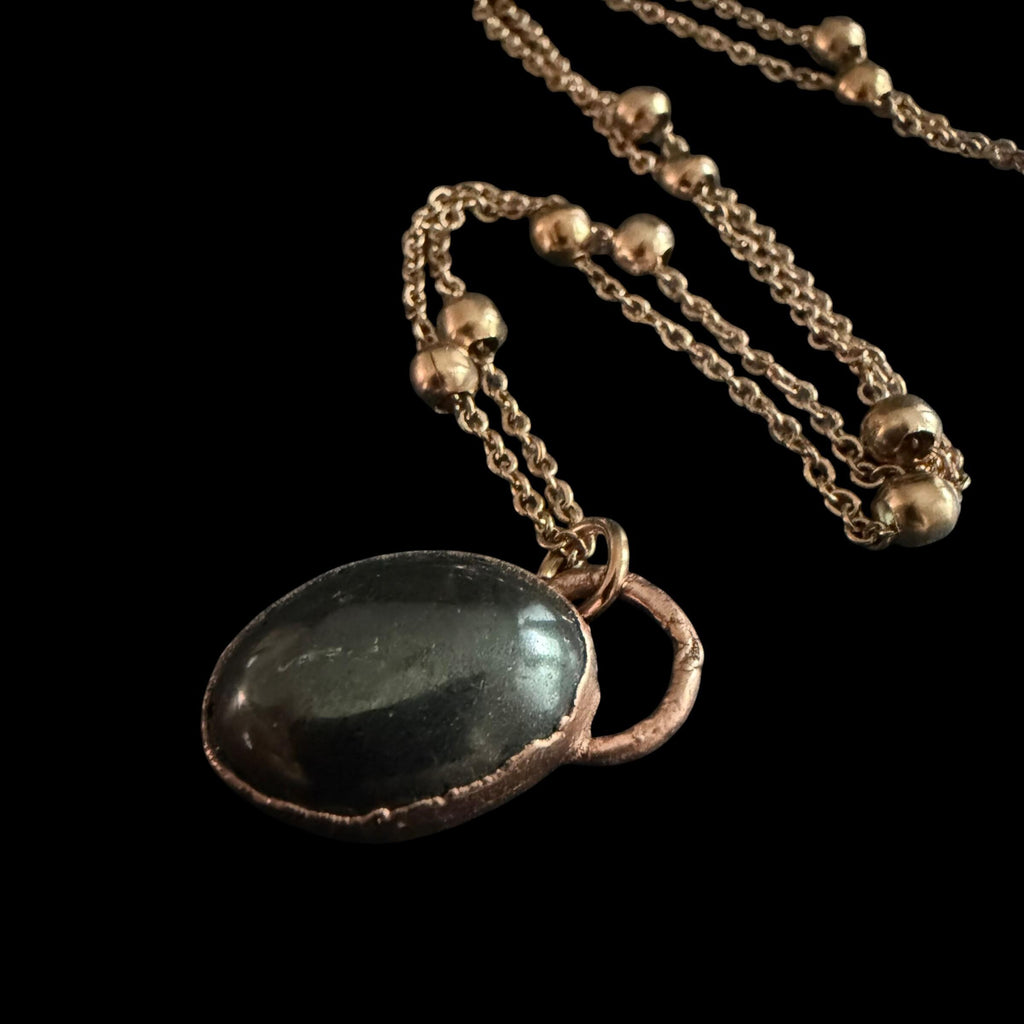 Hematite Necklace | Electroformed Copper Pendant | Handmade Grounding Crystal Jewelry | Boho Protection Gift