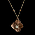 Real Hydrangea Flower Necklace with Pearl | Electroformed Copper Pendant | Preserved Botanical Jewelry | Boho Gift
