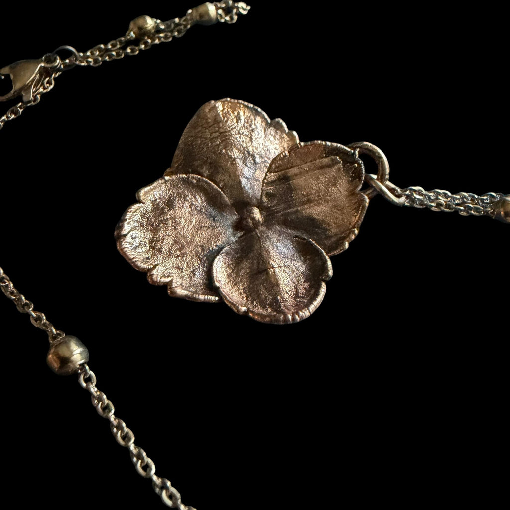 Real Hydrangea Flower Necklace | Electroformed Copper Pendant | Preserved Botanical Jewelry | Boho Nature Gift