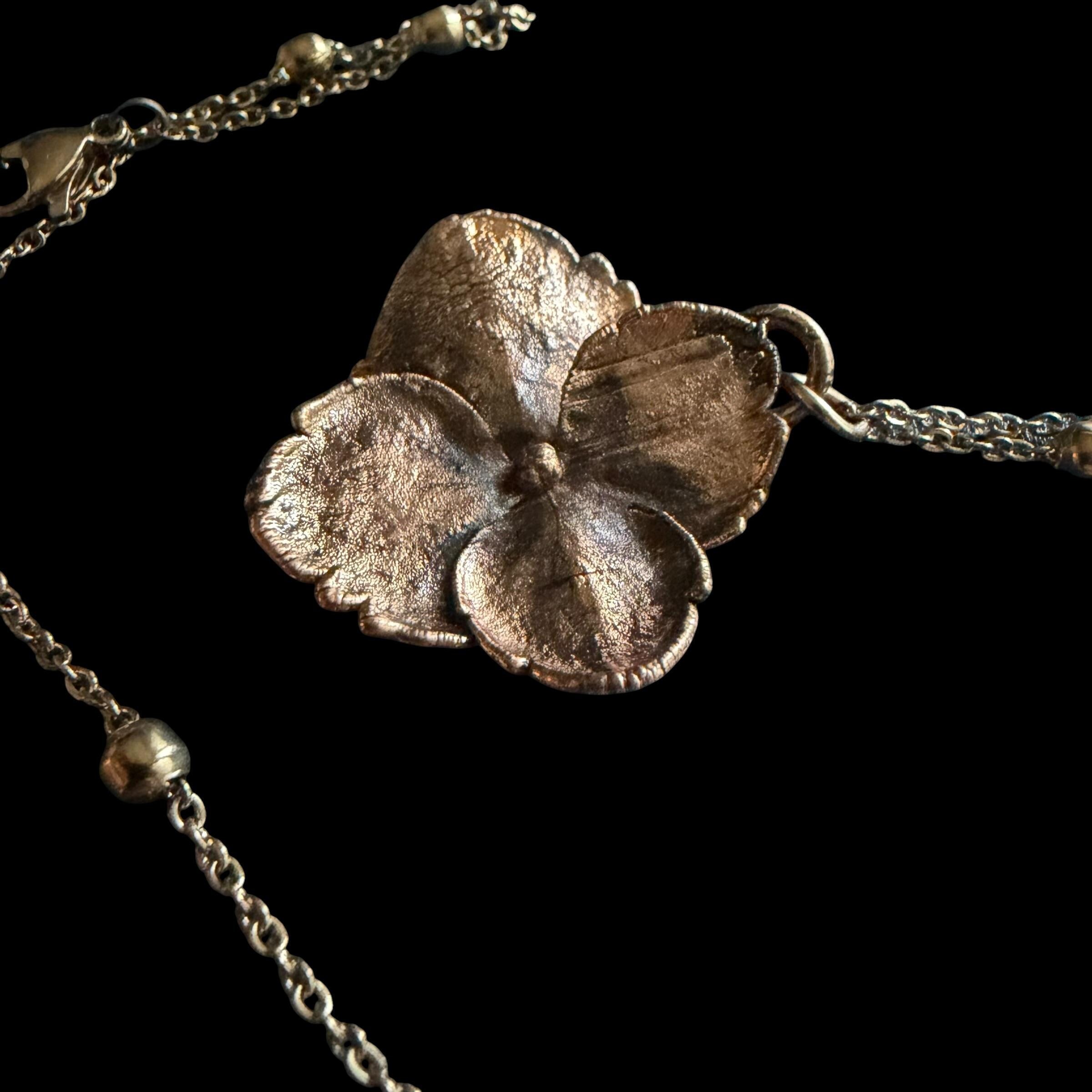 Real Hydrangea Flower Necklace | Electroformed Copper Pendant | Preserved Botanical Jewelry | Boho Nature Gift