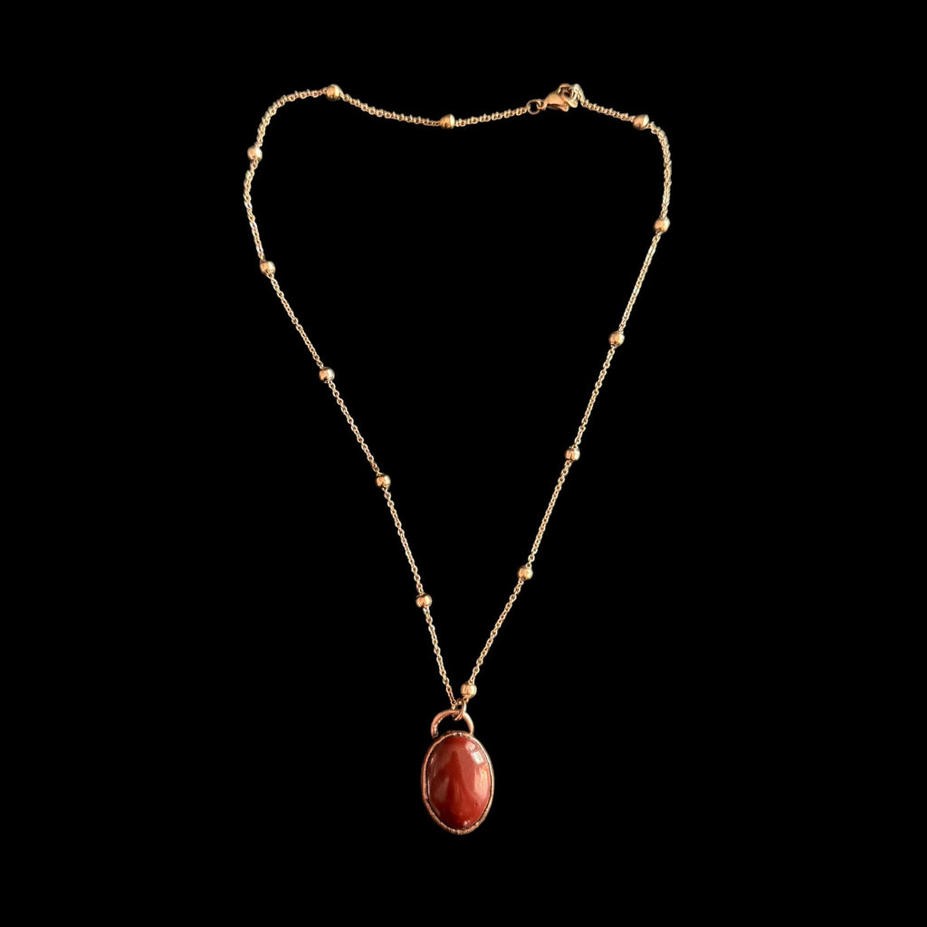 Red Agate Necklace | Electroformed Copper Pendant | Handmade Gemstone Jewelry | Boho Grounding Crystal Gift