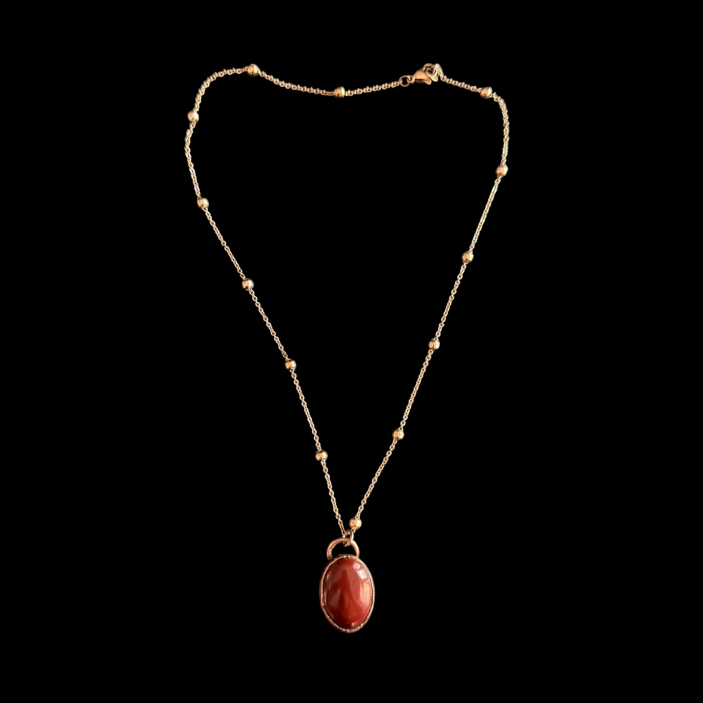 Red Agate Necklace | Electroformed Copper Pendant | Handmade Gemstone Jewelry | Boho Grounding Crystal Gift
