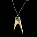 Labradorite & Obsidian Antler Necklace | Electroformed Copper Deer Antler Pendant | Handmade Boho Crystal Jewelry | Witchy Gift