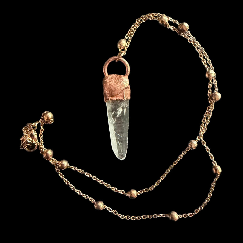 Lemurian Quartz Point Electroformed Necklace- Raw Stone Necklace __etsy:8323465212