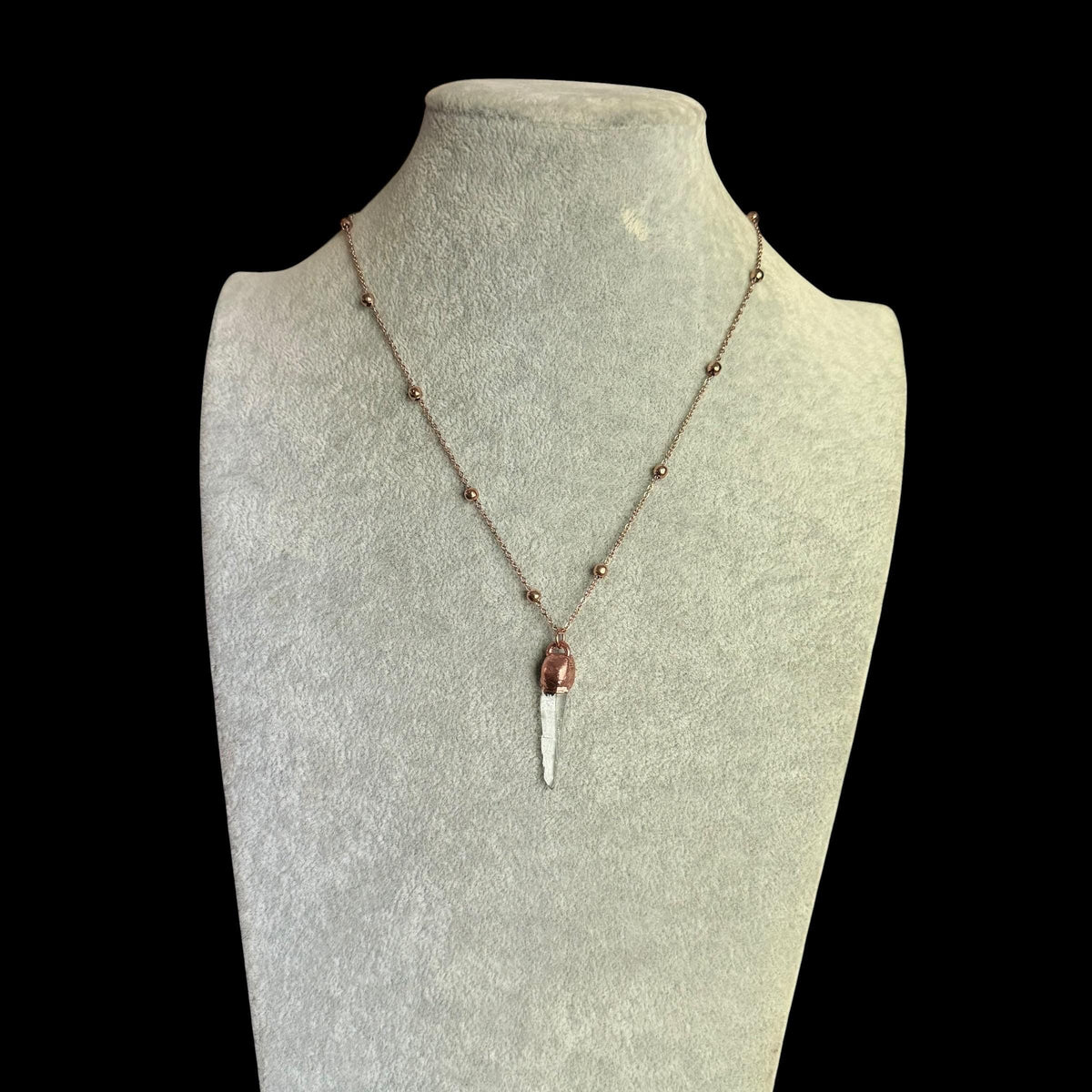 Lemurian Quartz Point Electroformed Necklace- Raw Stone Necklace __etsy:8323465598