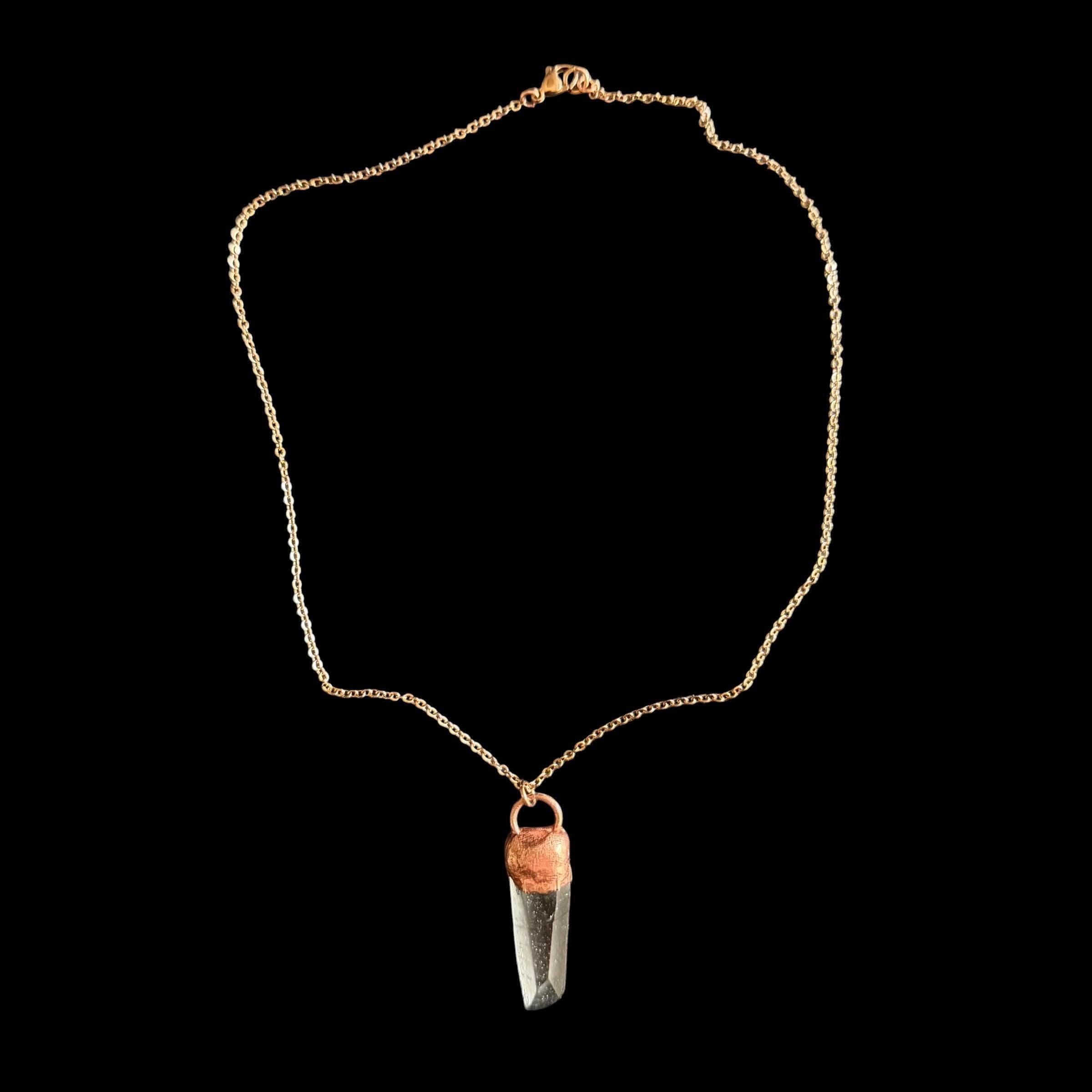 Lemurian Quartz Point Electroformed Necklace- Raw Stone Necklace