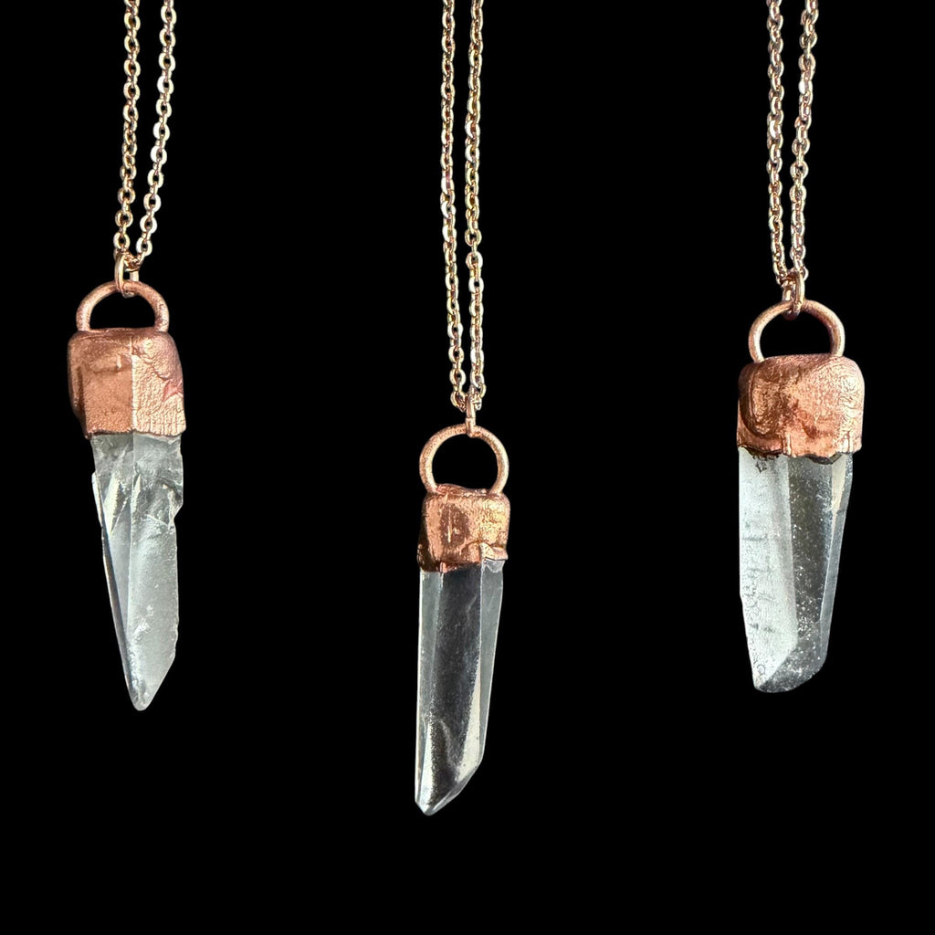 Lemurian Quartz Point Electroformed Necklace- Raw Stone Necklace