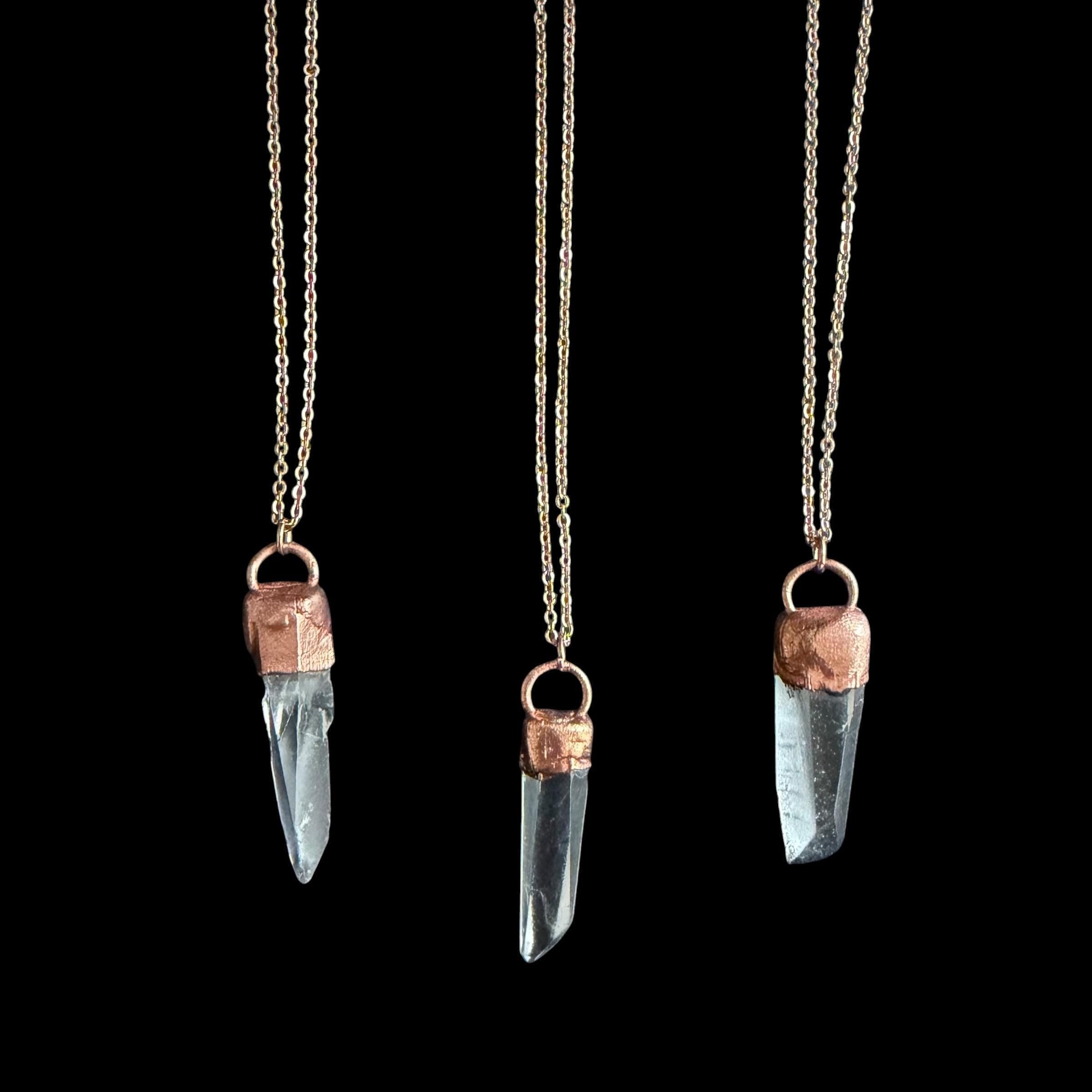 Lemurian Quartz Point Electroformed Necklace- Raw Stone Necklace