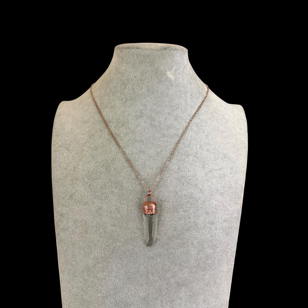 Lemurian Quartz Point Electroformed Necklace- Raw Stone Necklace