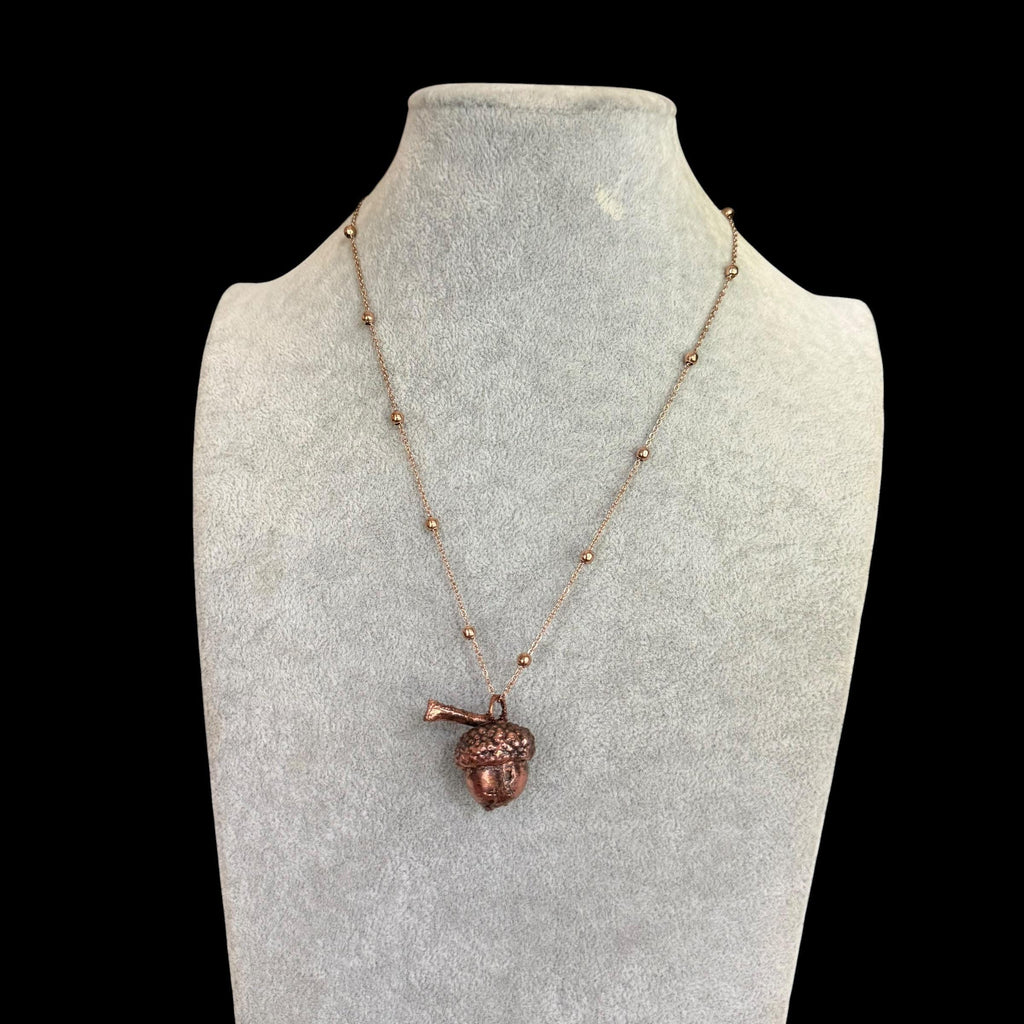 Real Acorn Necklace Electroformed in Copper | Woodland Botanical Pendant | Handmade Nature Jewelry | Boho Fall Necklace