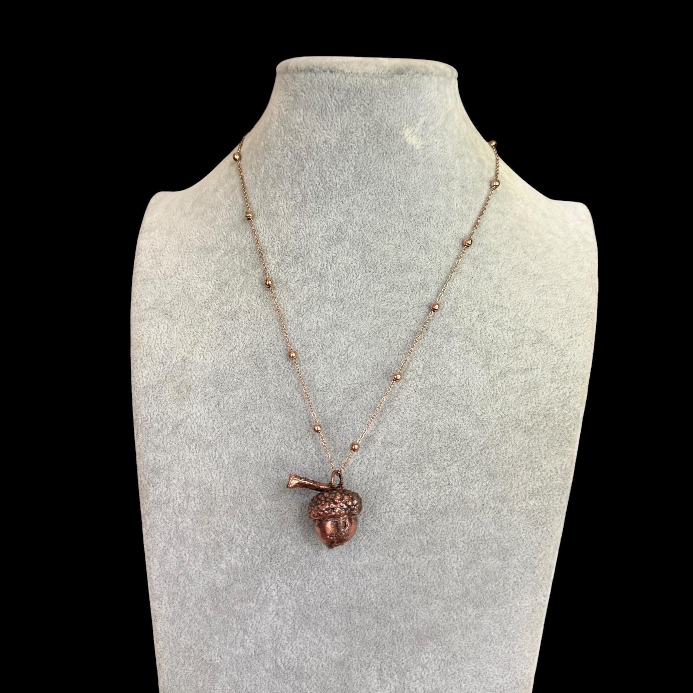 Real Acorn Necklace Electroformed in Copper | Woodland Botanical Pendant | Handmade Nature Jewelry | Boho Fall Necklace