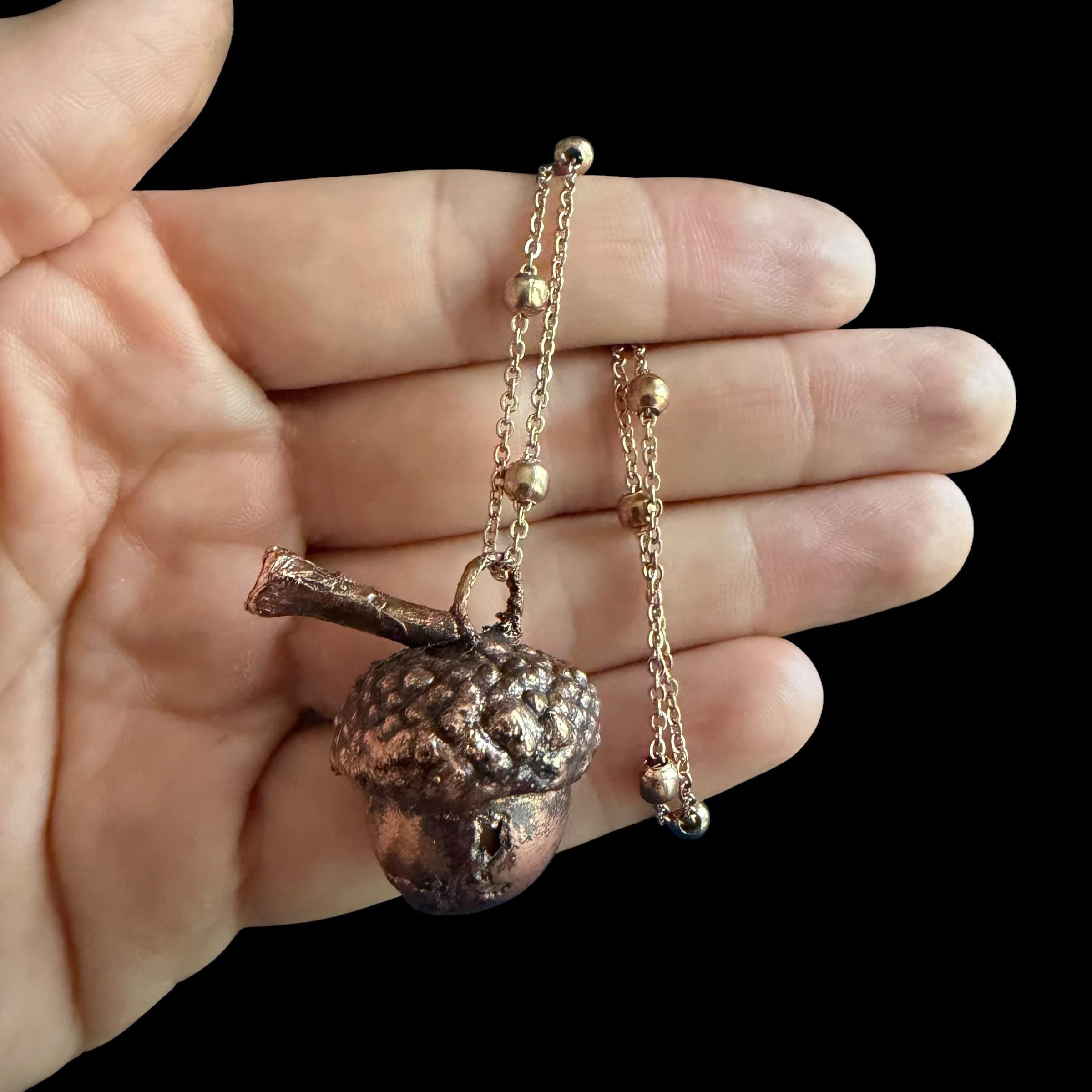 Real Acorn Necklace Electroformed in Copper | Woodland Botanical Pendant | Handmade Nature Jewelry | Boho Fall Necklace