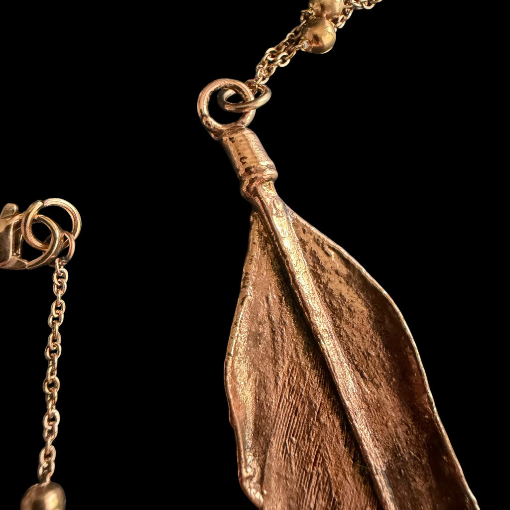 Real Feather Necklace Electroformed in Copper | Boho Feather Pendant | Handmade Nature Jewelry | Long Layering Necklace