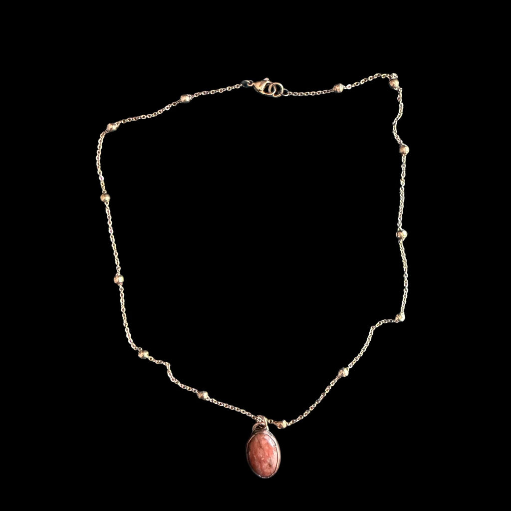 Red Banded Agate Necklace | Electroformed Copper Pendant | Handmade Crystal Jewelry | Boho Grounding Necklace