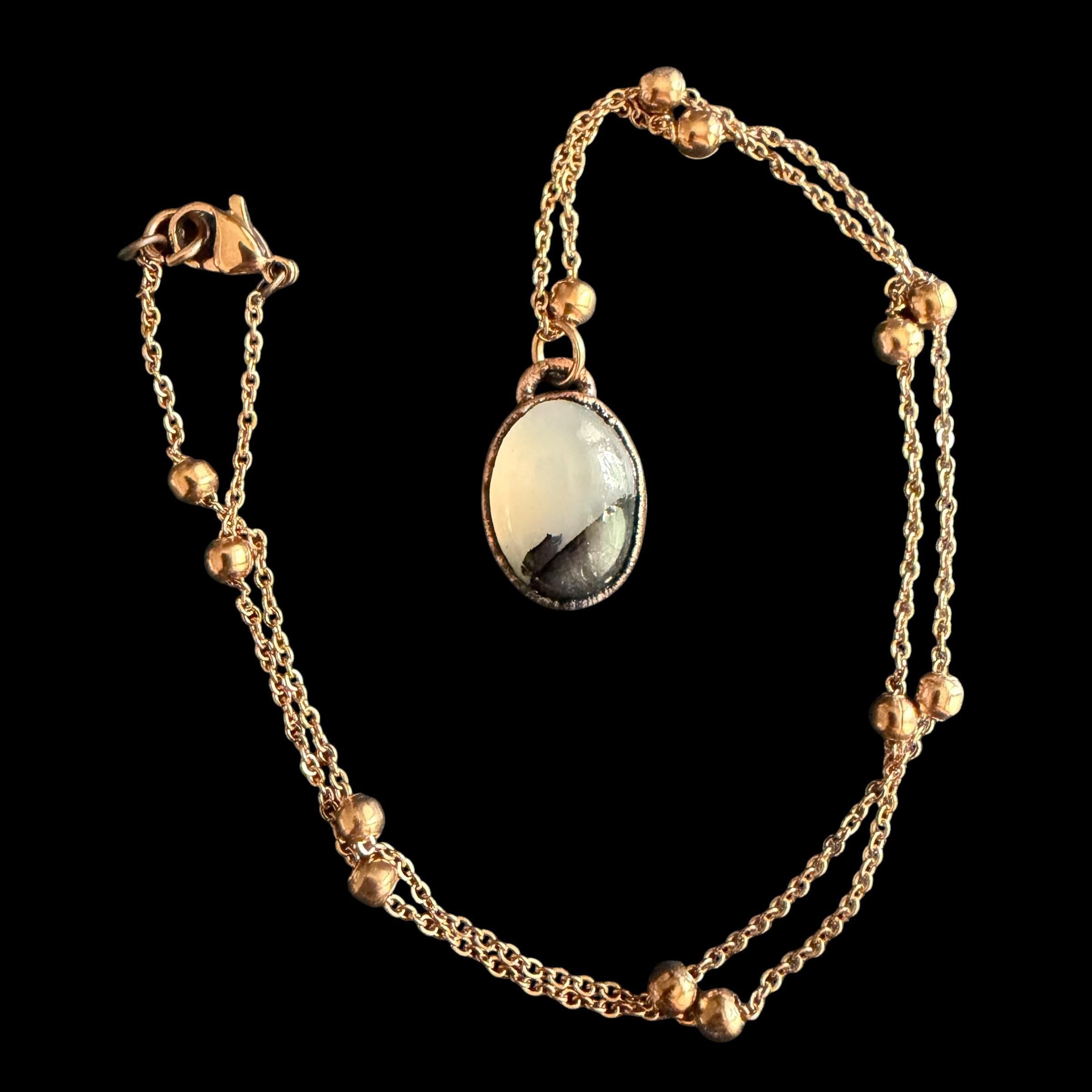 Picture Agate Necklace | Electroformed Copper Pendant | Handmade Crystal Jewelry | Boho Scenic Landscape Necklace