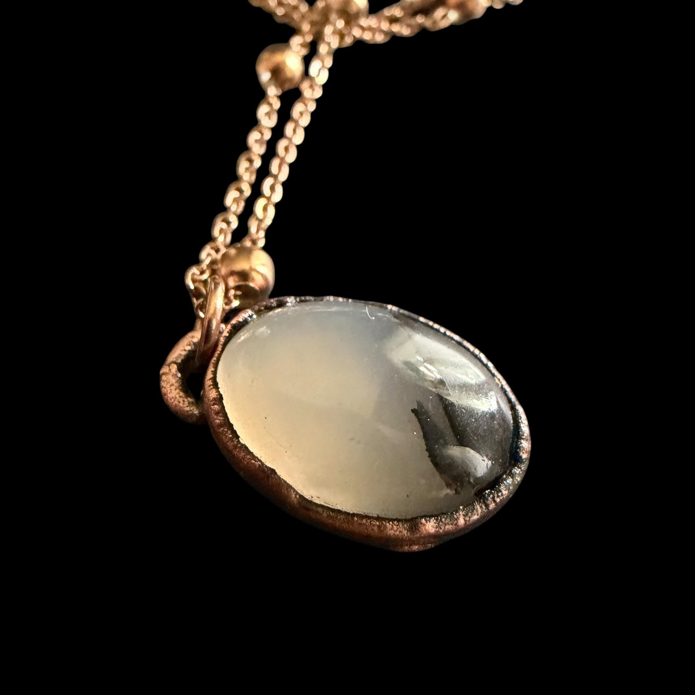 Picture Agate Necklace | Electroformed Copper Pendant | Handmade Crystal Jewelry | Boho Scenic Landscape Necklace