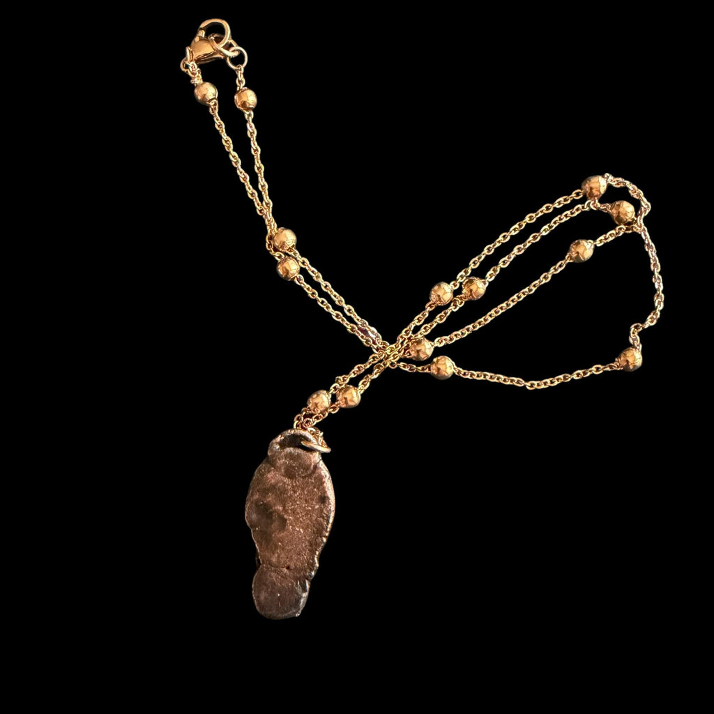 Plum Blossom Jasper and Blue Goldstone Necklace | Electroformed Copper Pendant | Handmade Crystal Jewelry | Boho Necklace