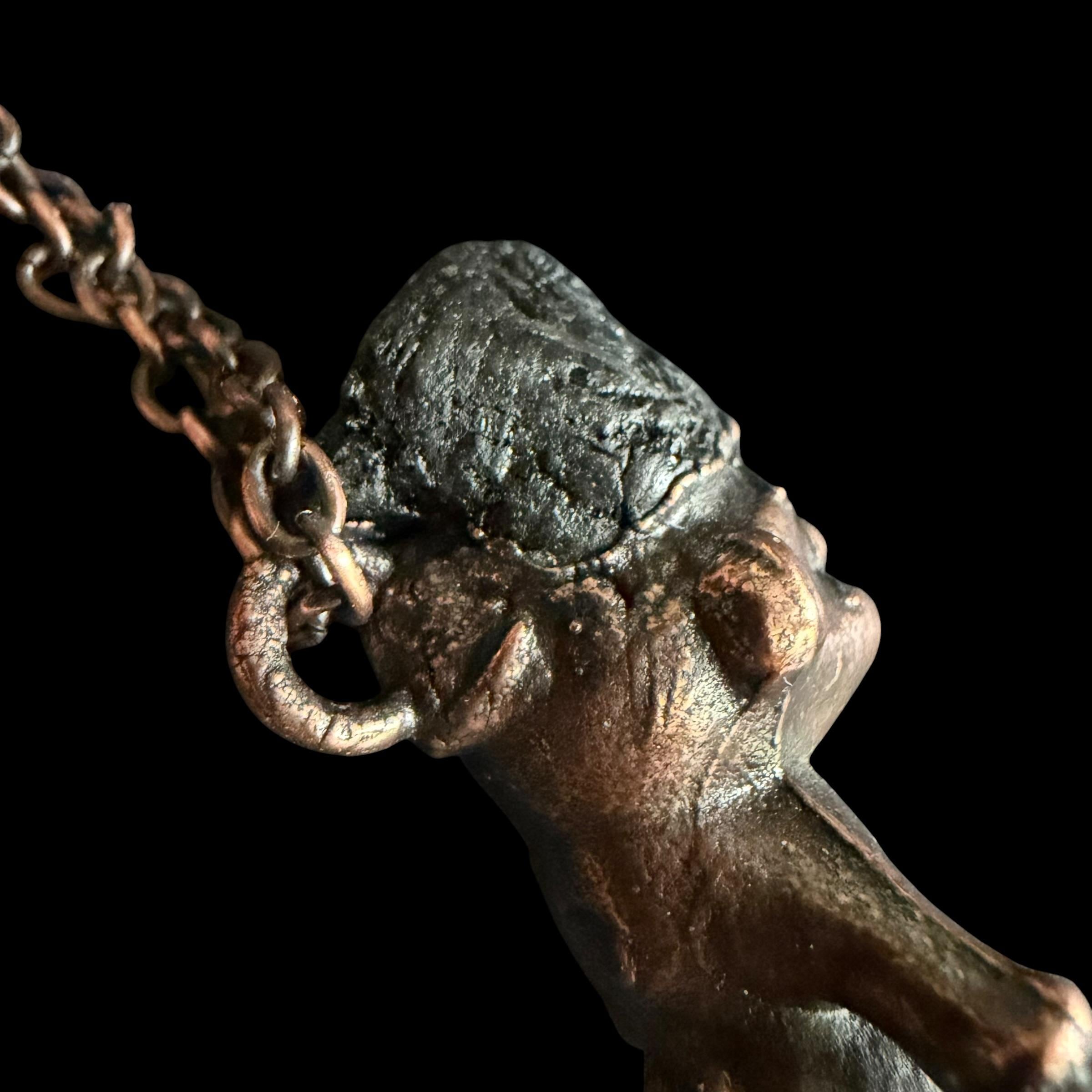 Black Tourmaline Troll Necklace | Electroformed Copper Pendant | Handmade Crystal Jewelry | Quirky Boho Good Luck Charm
