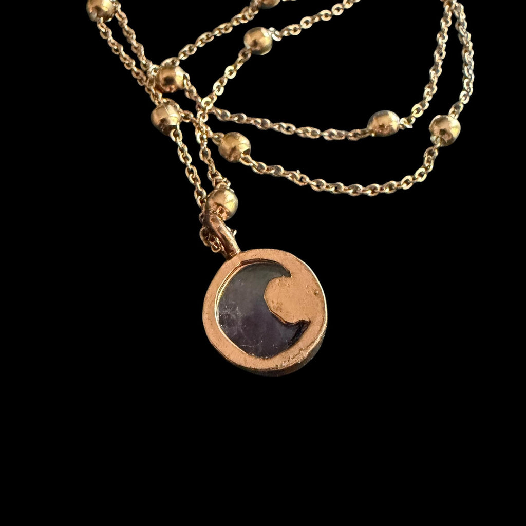 Amethyst Crescent Moon Necklace | Electroformed Copper Pendant | Handmade Crystal Jewelry | Boho Celestial Gift