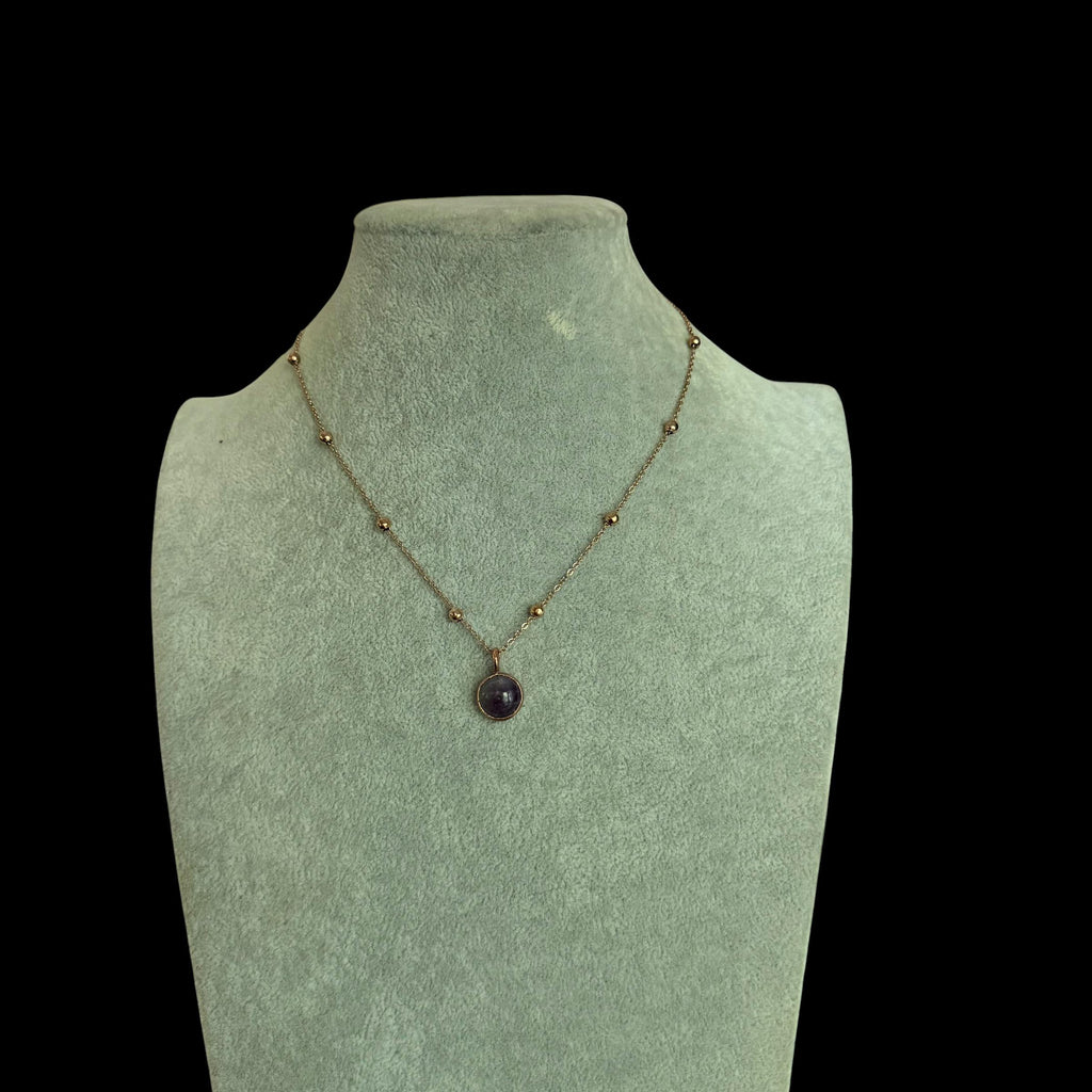 Amethyst Crescent Moon Necklace | Electroformed Copper Pendant | Handmade Crystal Jewelry | Boho Celestial Gift