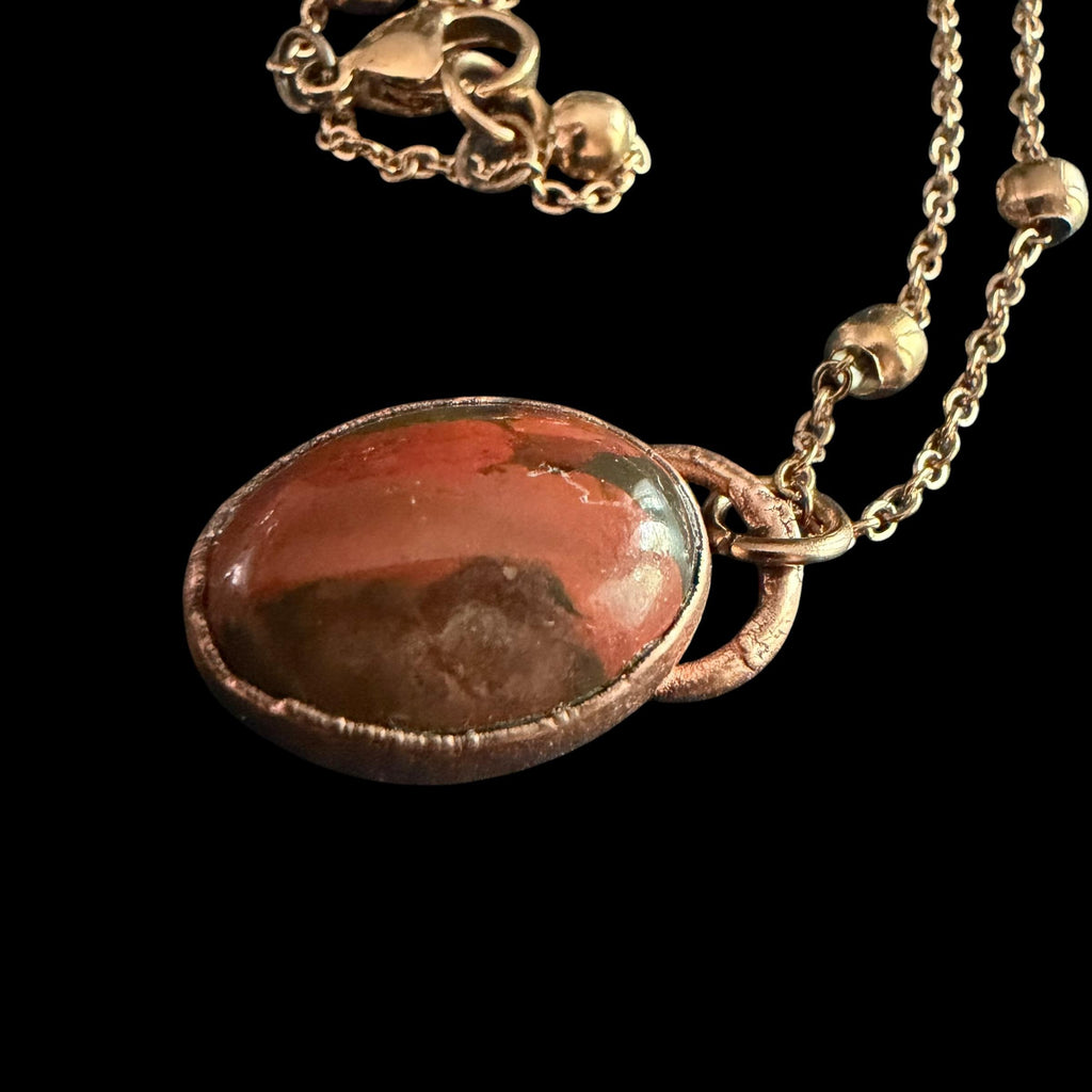 Red Tiger Eye Necklace | Electroformed Copper Pendant | Handmade Gemstone Jewelry | Boho Confidence Crystal Gift