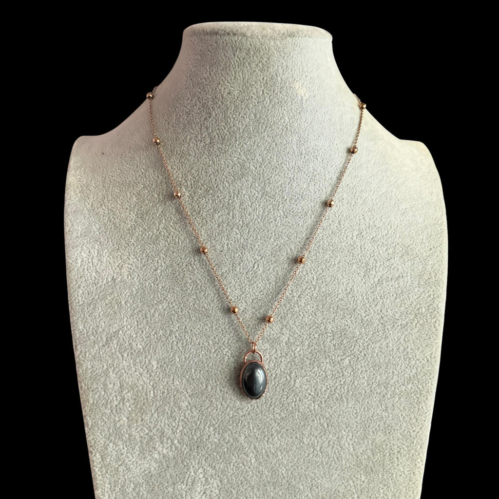 Hematite Necklace | Electroformed Copper Pendant | Handmade Grounding Crystal Jewelry | Boho Protection Gift