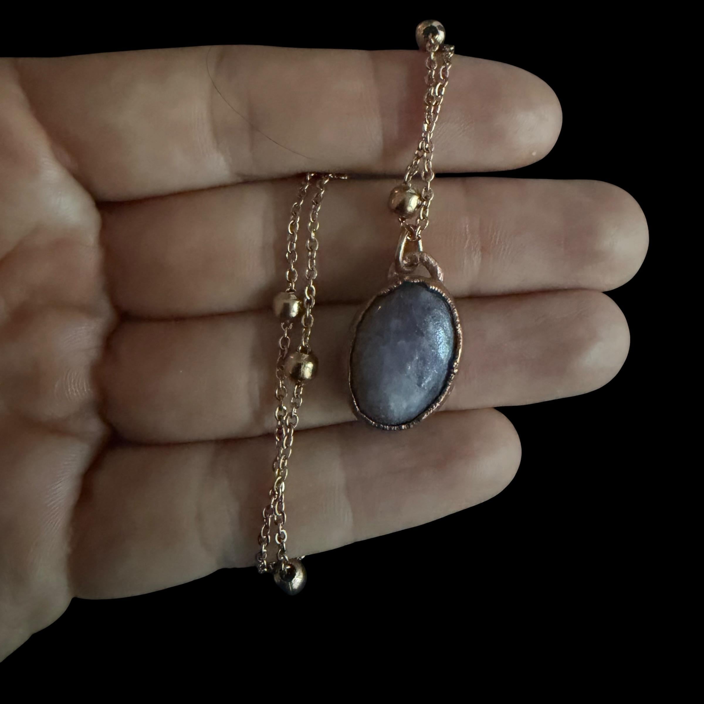 Lepidolite Necklace | Electroformed Copper Pendant | Handmade Lilac Gemstone Jewelry | Boho Calming Crystal Gift