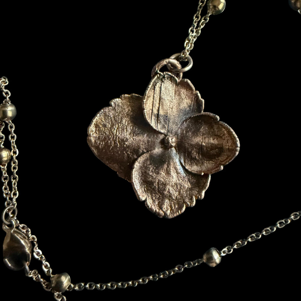 Real Hydrangea Flower Necklace | Electroformed Copper Pendant | Preserved Botanical Jewelry | Boho Nature Gift