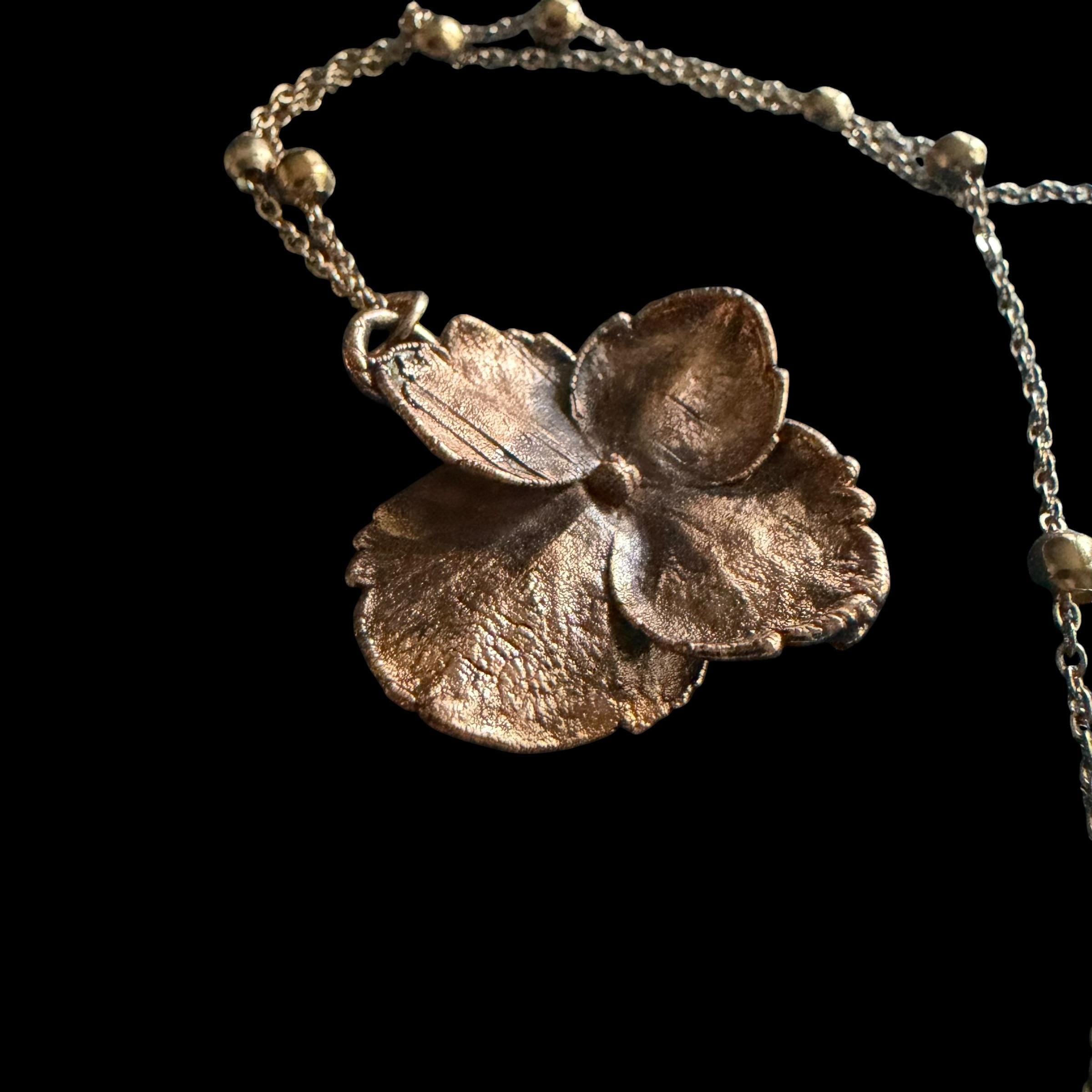 Real Hydrangea Flower Necklace | Electroformed Copper Pendant | Preserved Botanical Jewelry | Boho Nature Gift