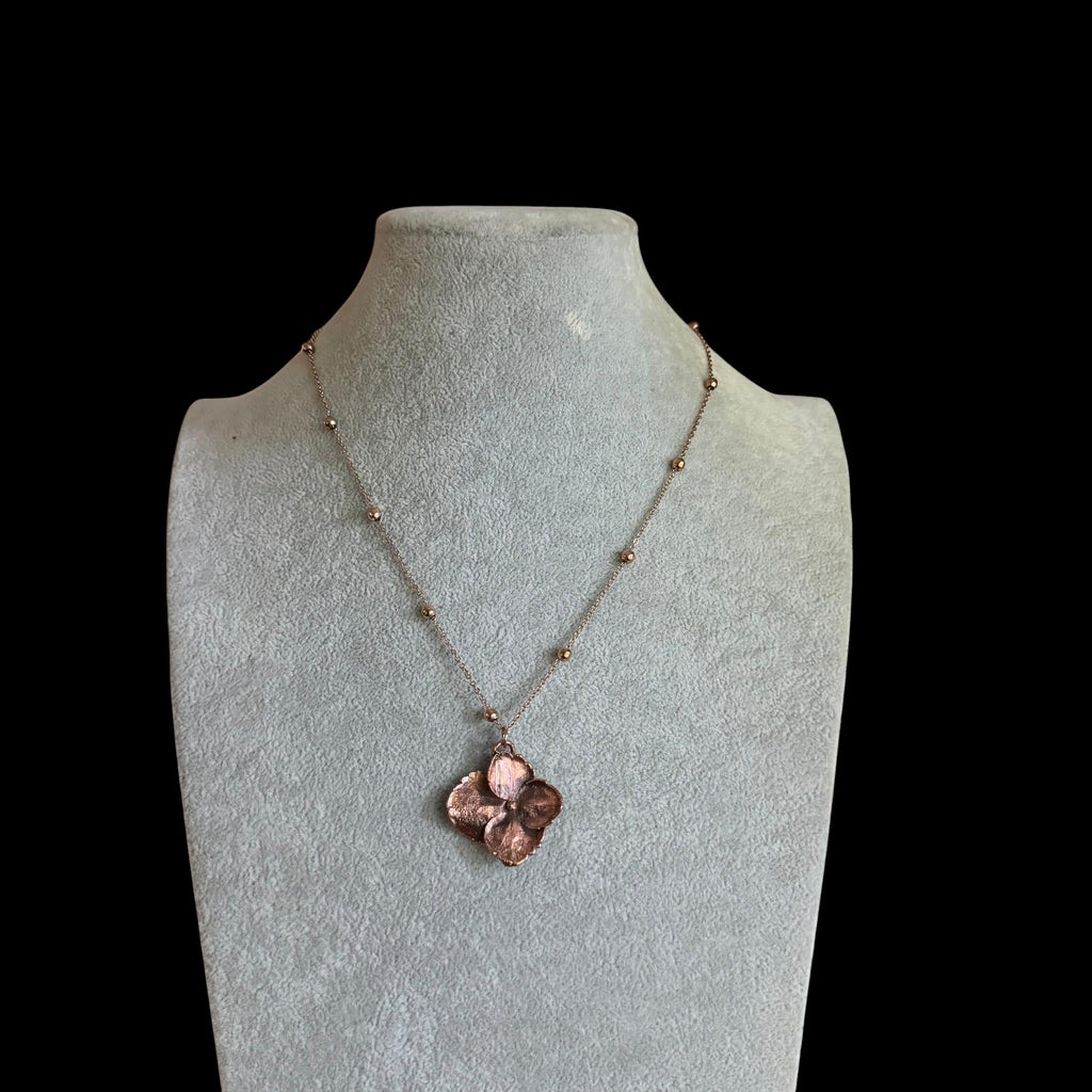 Real Hydrangea Flower Necklace | Electroformed Copper Pendant | Preserved Botanical Jewelry | Boho Nature Gift