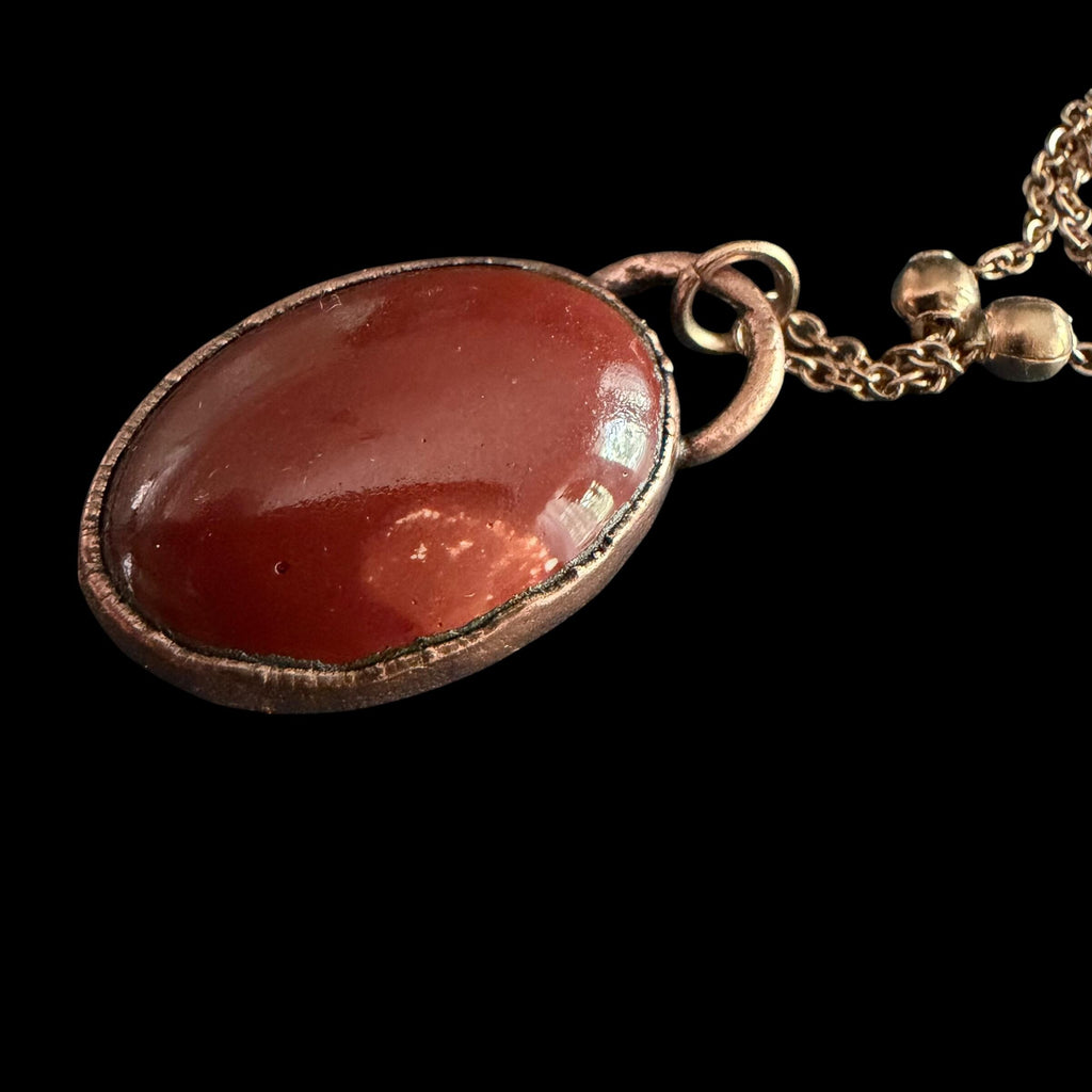 Red Agate Necklace | Electroformed Copper Pendant | Handmade Gemstone Jewelry | Boho Grounding Crystal Gift