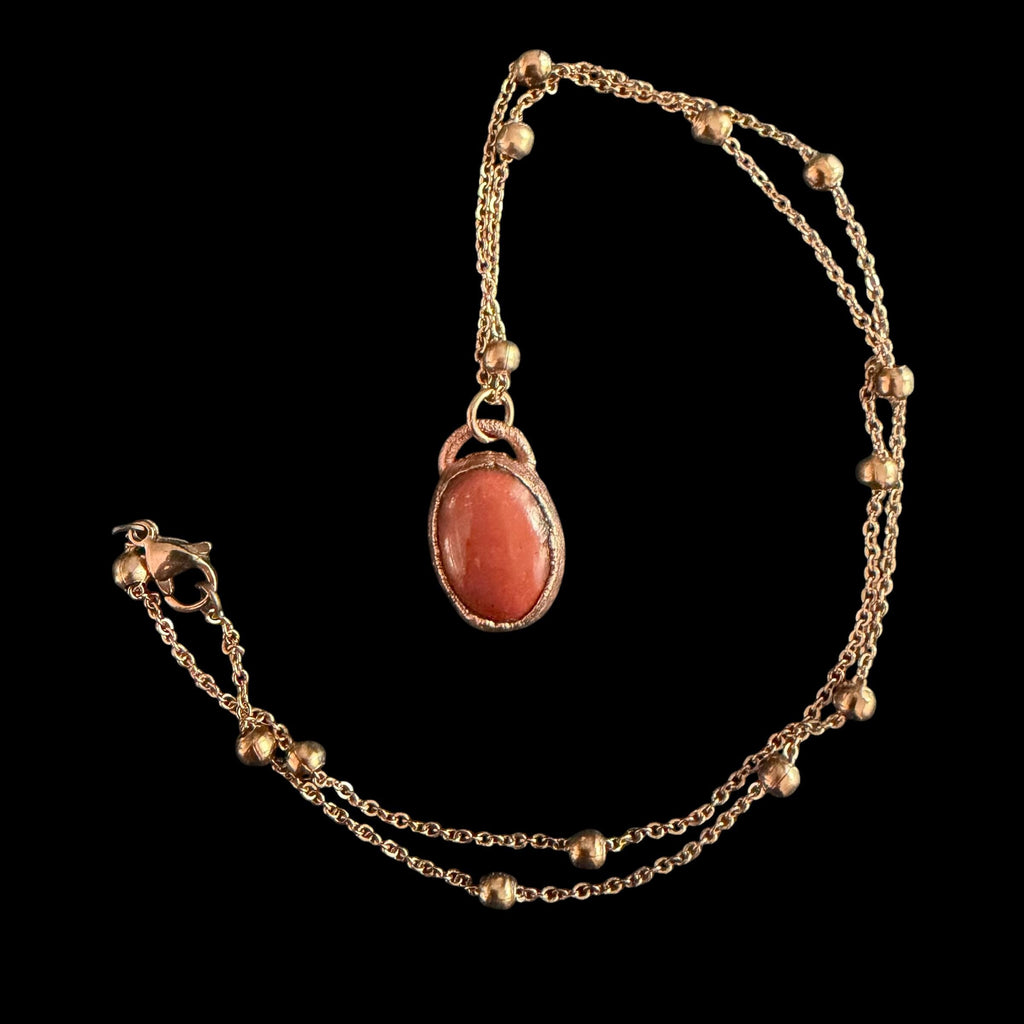 Red Jasper Necklace | Electroformed Copper Pendant | Handmade Gemstone Jewelry | Boho Strength Crystal Gift