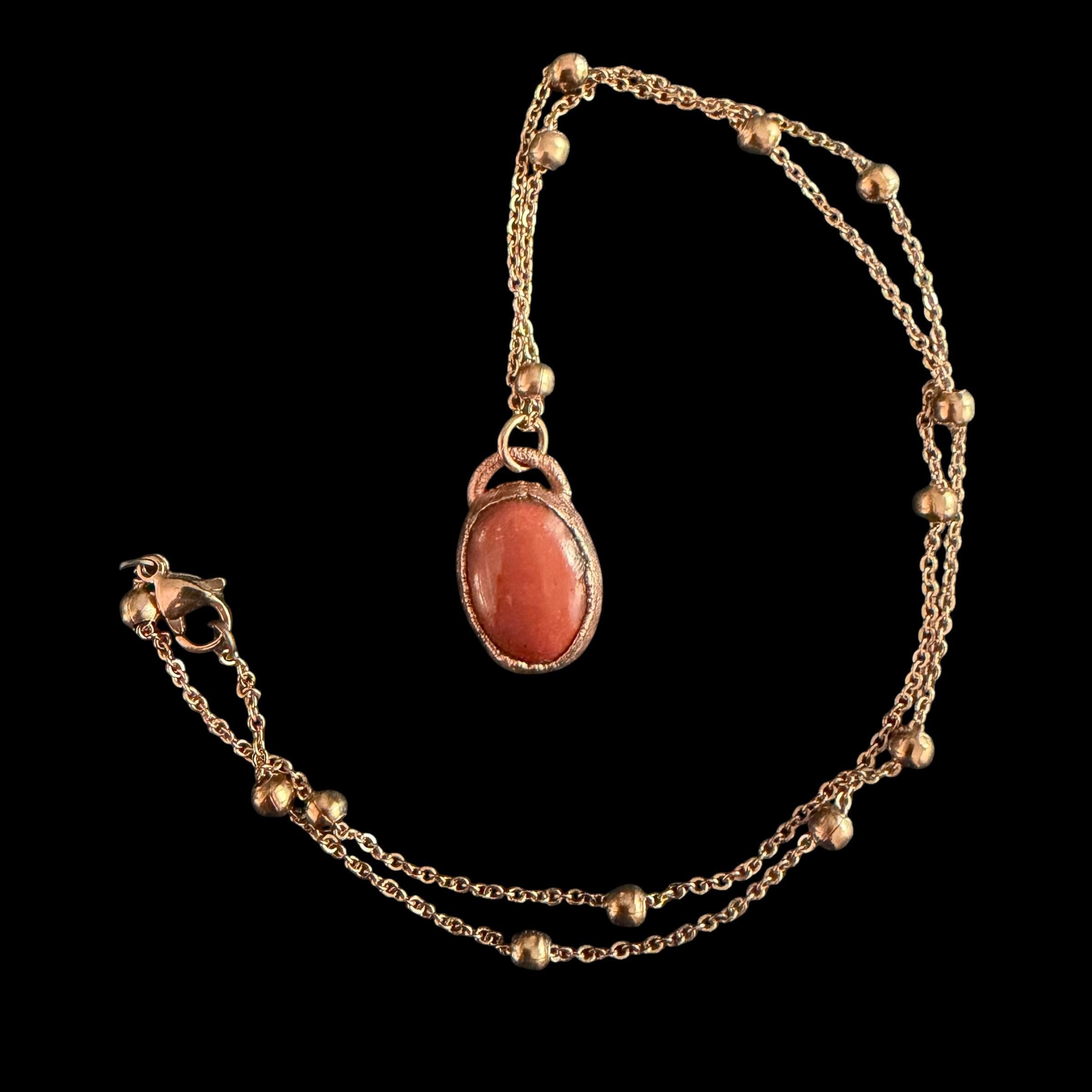 Red Jasper Necklace | Electroformed Copper Pendant | Handmade Gemstone Jewelry | Boho Strength Crystal Gift