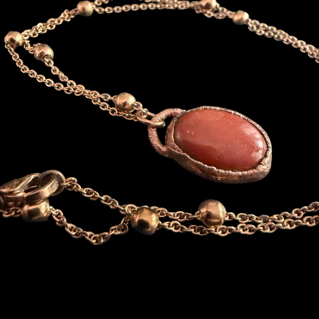 Red Jasper Necklace | Electroformed Copper Pendant | Handmade Gemstone Jewelry | Boho Strength Crystal Gift