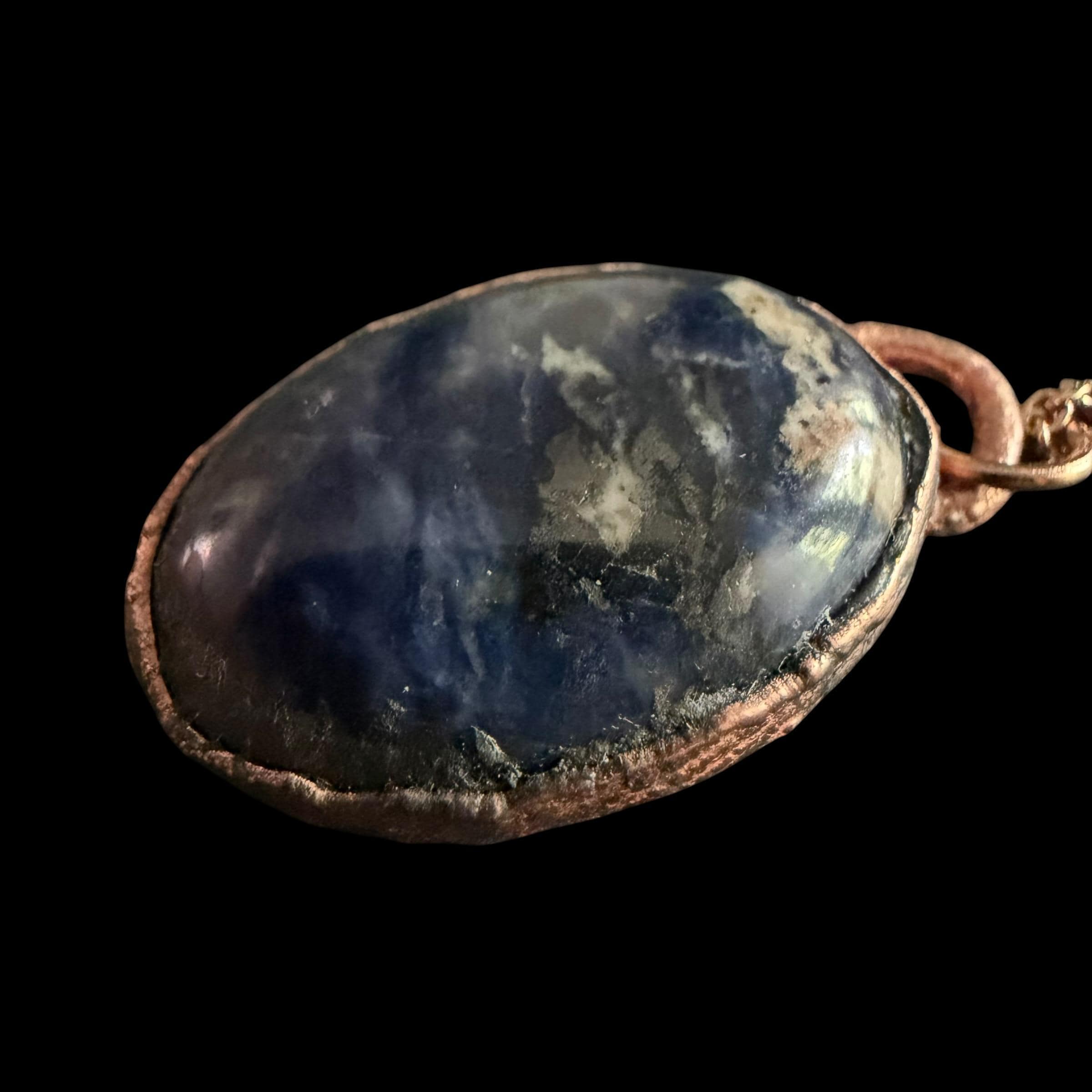 Sodalite Necklace | Electroformed Copper Pendant | Handmade Blue Gemstone Jewelry | Boho Truth Crystal Gift