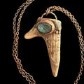 Labradorite & Obsidian Antler Necklace | Electroformed Copper Deer Antler Pendant | Handmade Boho Crystal Jewelry | Witchy Gift