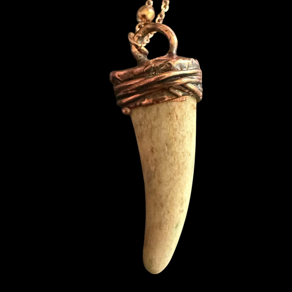 Real Antler Tip Necklace | Electroformed Copper Pendant | Handmade Boho Antler Jewelry | Rose Gold Chain | Rustic Nature Gift