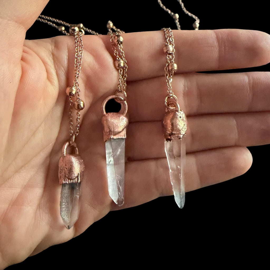 Lemurian Quartz Point Electroformed Necklace- Raw Stone Necklace __etsy:8371358029