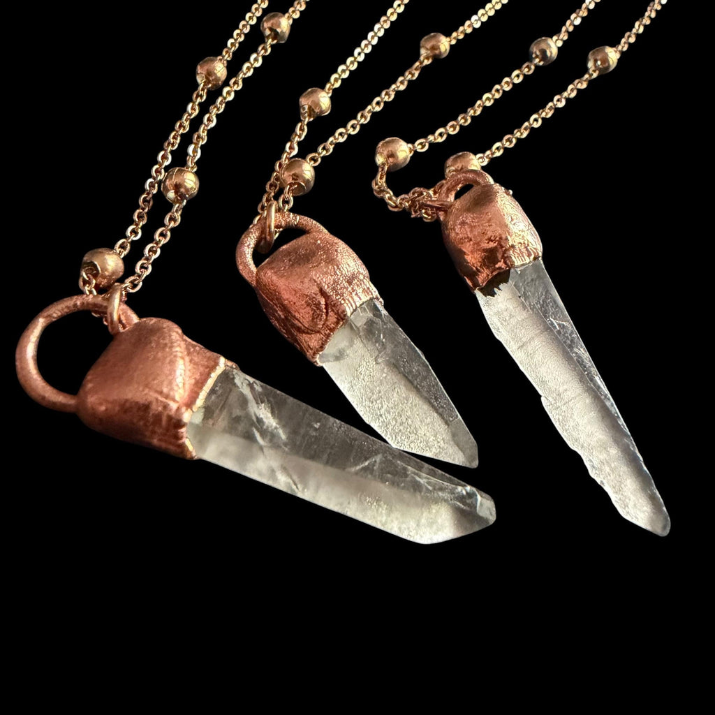 Lemurian Quartz Point Electroformed Necklace- Raw Stone Necklace __etsy:8371358177