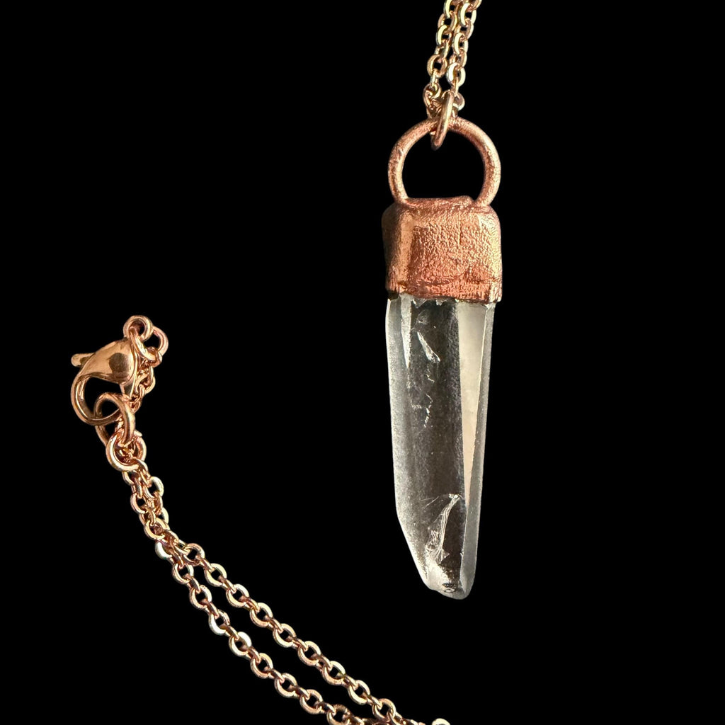 Lemurian Quartz Point Electroformed Necklace- Raw Stone Necklace