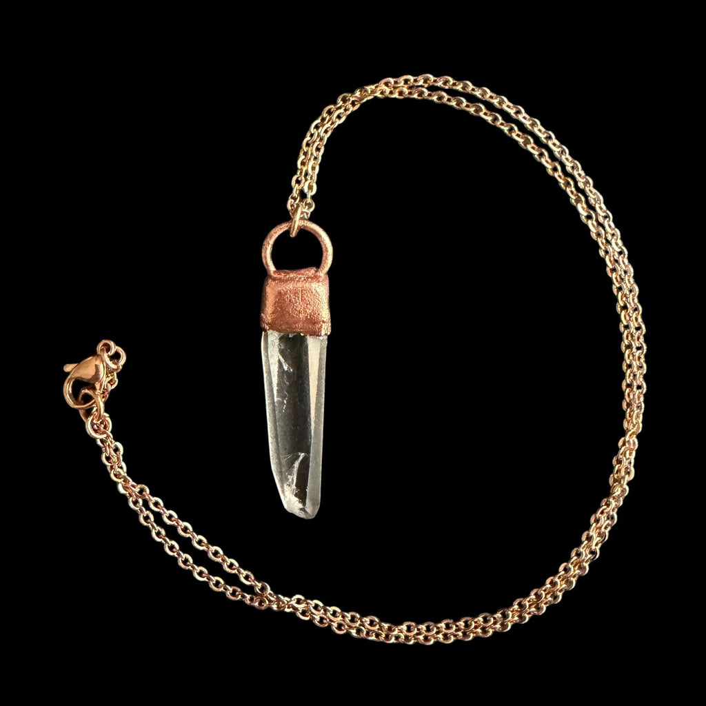 Lemurian Quartz Point Electroformed Necklace- Raw Stone Necklace