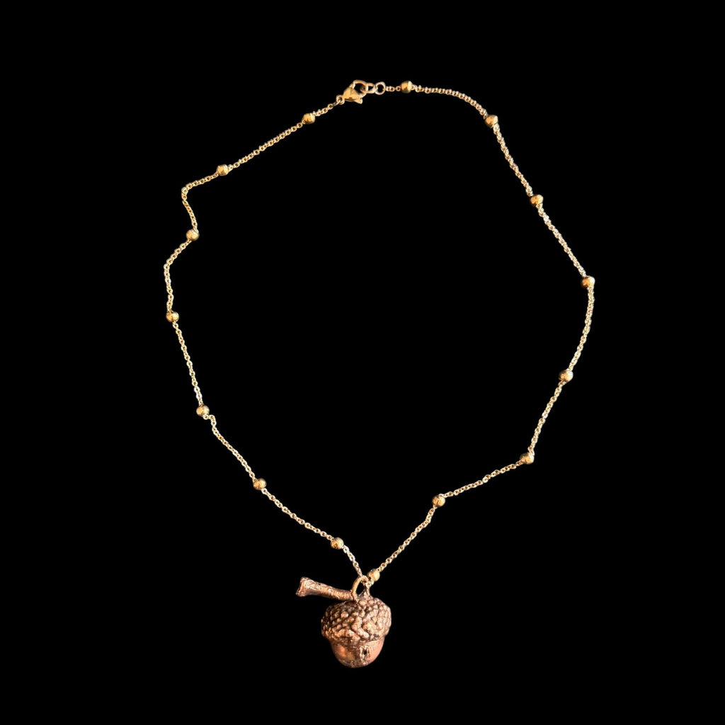 Real Acorn Necklace Electroformed in Copper | Woodland Botanical Pendant | Handmade Nature Jewelry | Boho Fall Necklace