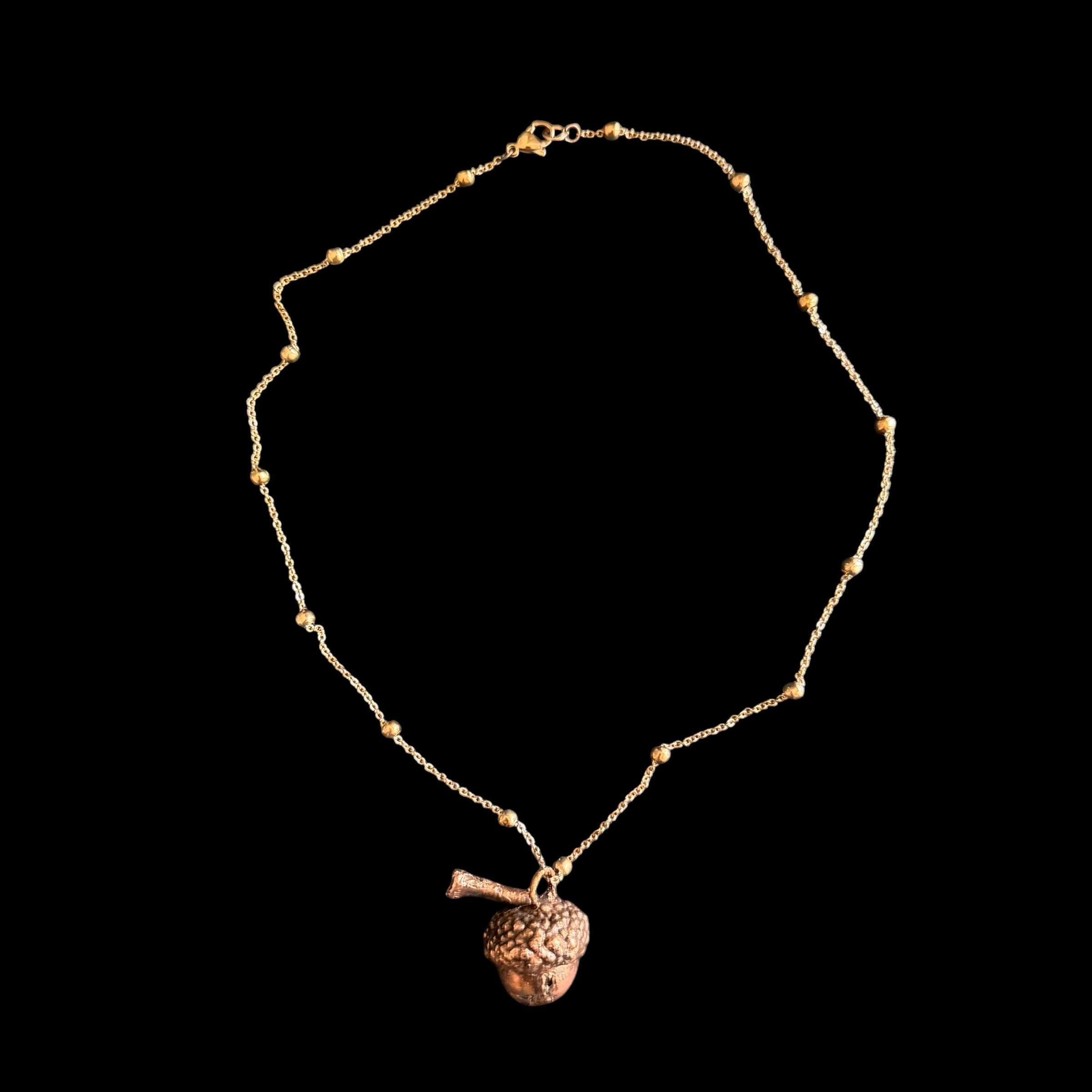 Real Acorn Necklace Electroformed in Copper | Woodland Botanical Pendant | Handmade Nature Jewelry | Boho Fall Necklace