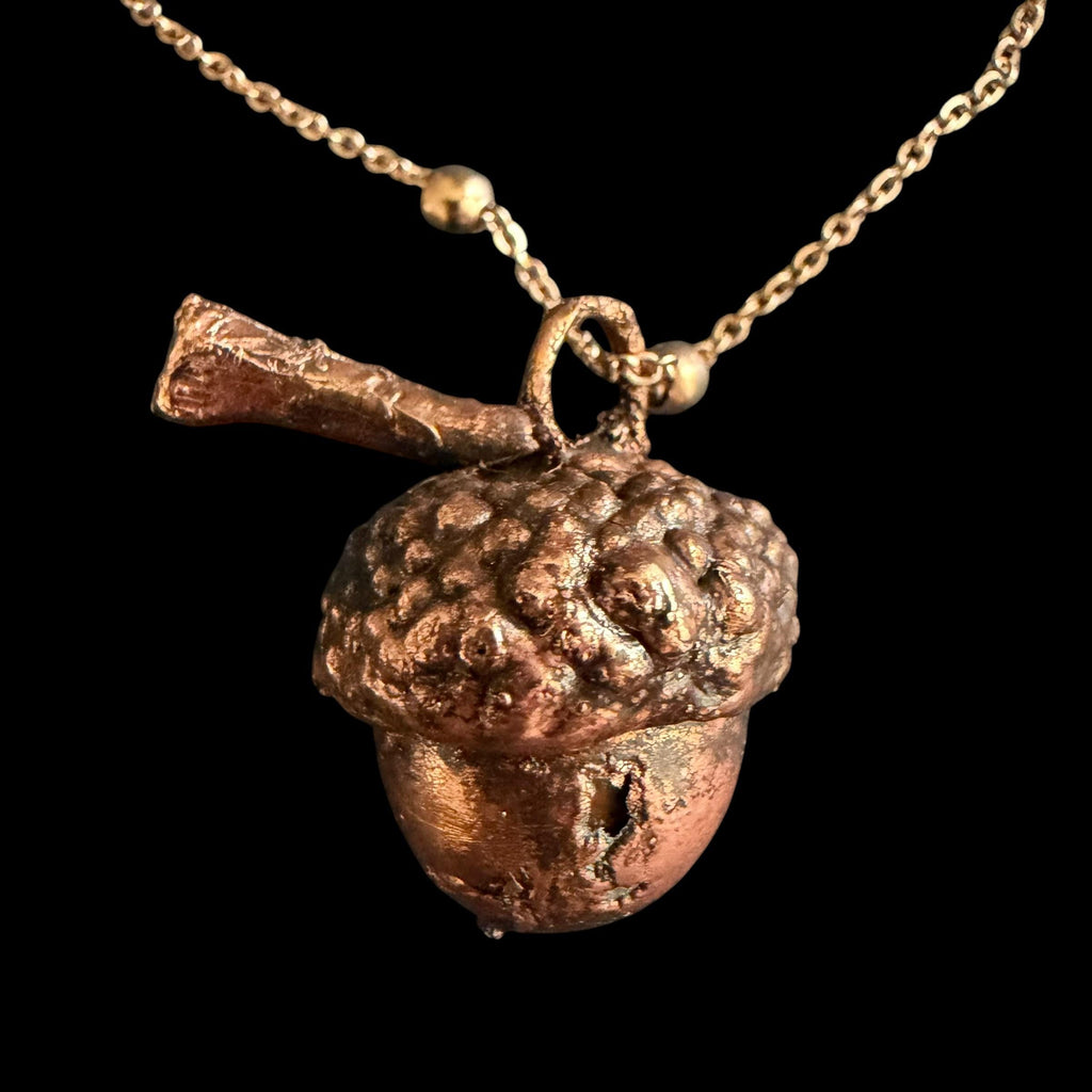 Real Acorn Necklace Electroformed in Copper | Woodland Botanical Pendant | Handmade Nature Jewelry | Boho Fall Necklace