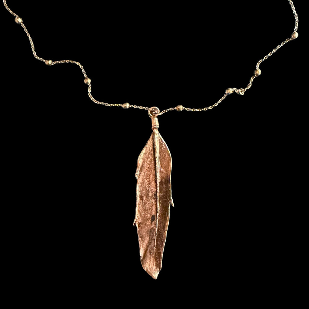 Real Feather Necklace Electroformed in Copper | Boho Feather Pendant | Handmade Nature Jewelry | Long Layering Necklace