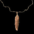 Real Feather Necklace Electroformed in Copper | Boho Feather Pendant | Handmade Nature Jewelry | Long Layering Necklace