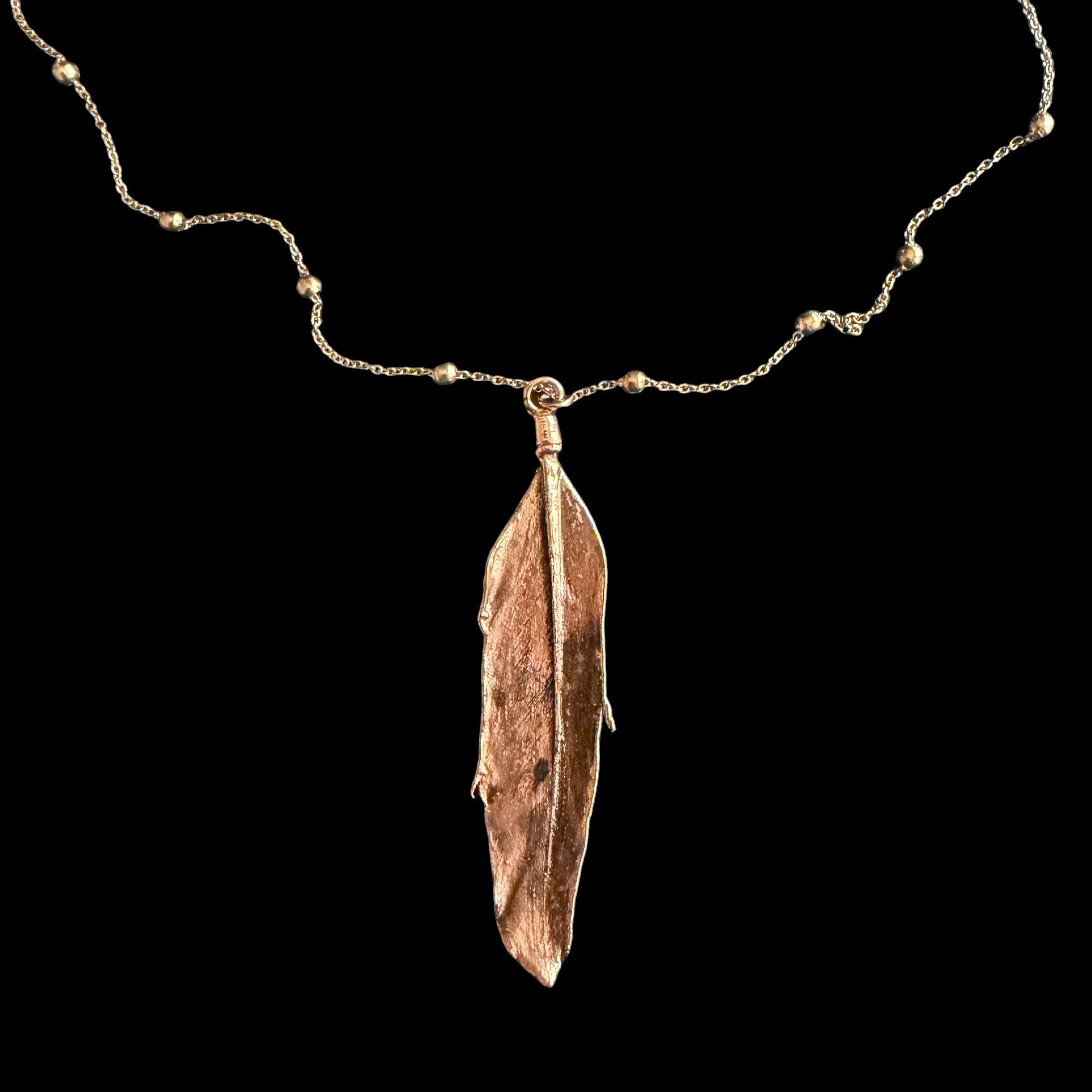 Real Feather Necklace Electroformed in Copper | Boho Feather Pendant | Handmade Nature Jewelry | Long Layering Necklace