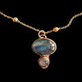 Fluorite and Amethyst Necklace | Electroformed Copper Pendant | Handmade Crystal Jewelry | Boho Healing Necklace