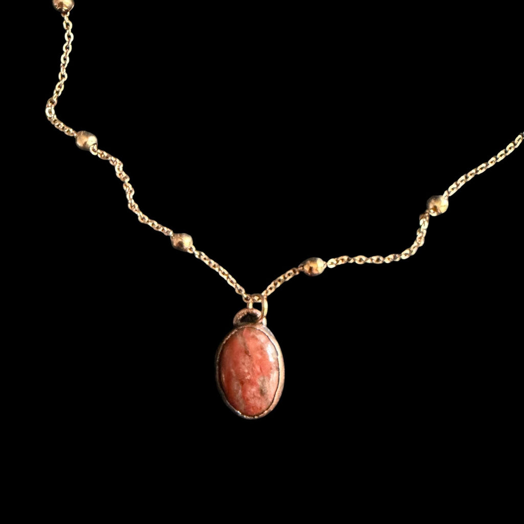 Red Banded Agate Necklace | Electroformed Copper Pendant | Handmade Crystal Jewelry | Boho Grounding Necklace