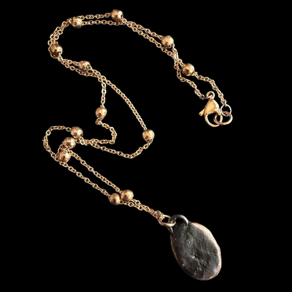 Red Banded Agate Necklace | Electroformed Copper Pendant | Handmade Crystal Jewelry | Boho Grounding Necklace